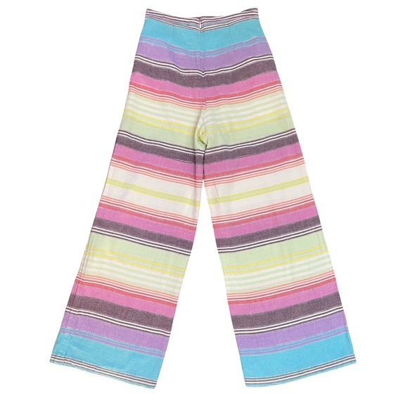 Mara Hoffman 2015 Collection Multi Color High Rise Striped Wide Leg Pant Size 8 - Picture 4 of 10